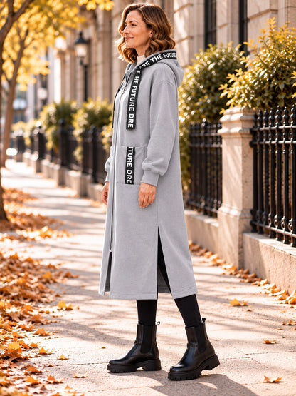 Gloria hosszú kapucnis cipzáras pulóver