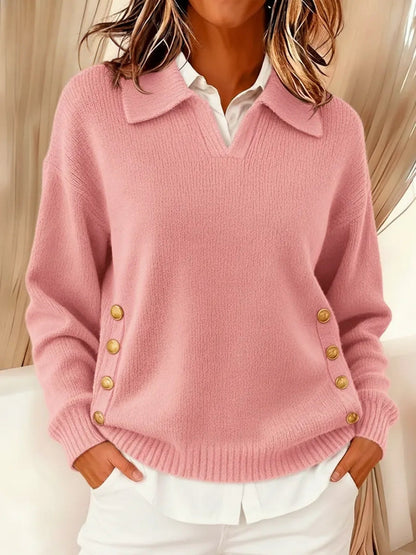 Vicenta – Pólónyakú, gombos jersey blúz