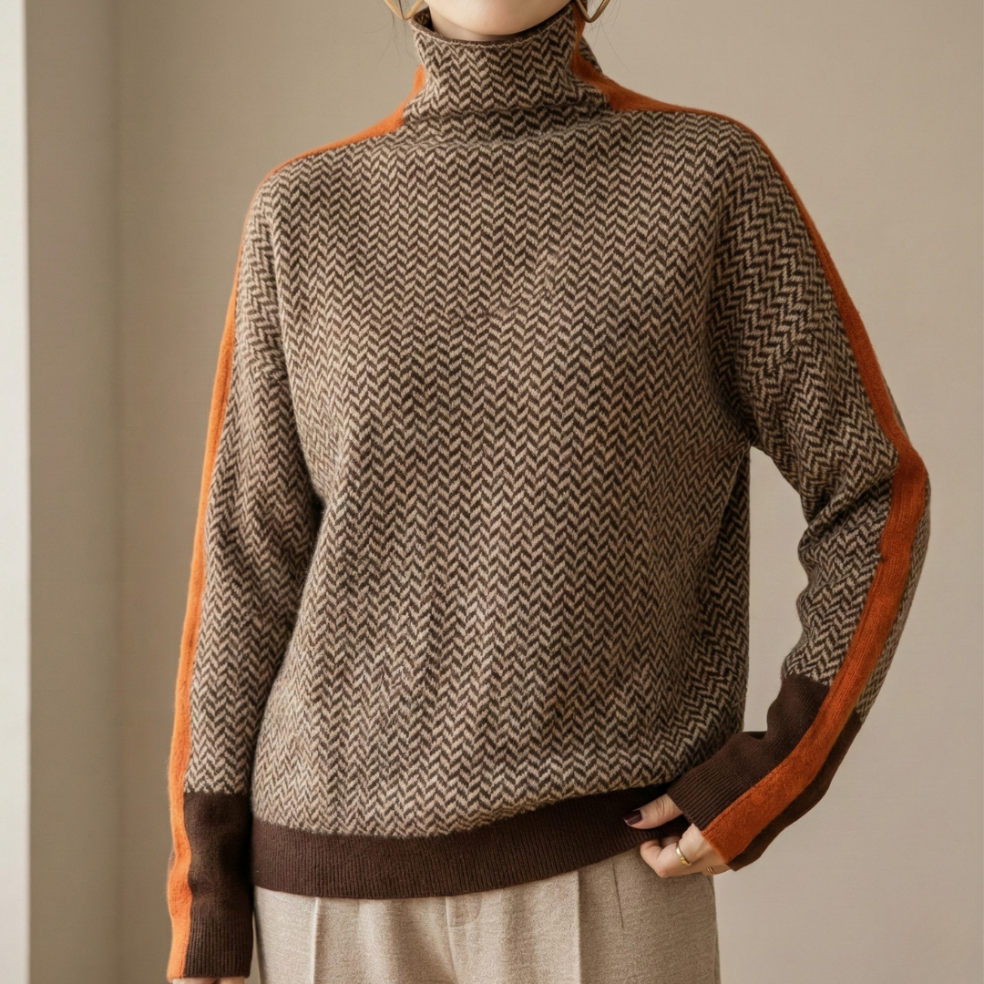 Lívia – Magas nyakú herringbone pulóver