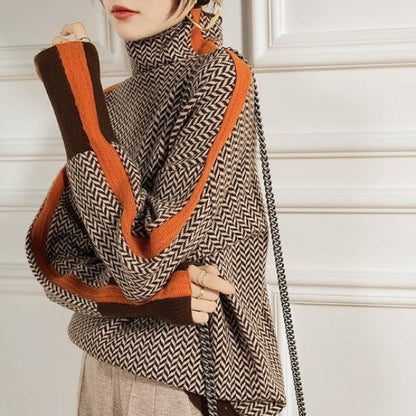 Lívia – Magas nyakú herringbone pulóver