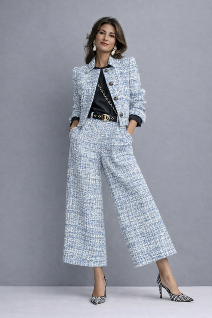 Kinga – Elegáns tweed készlet hűvös napokra