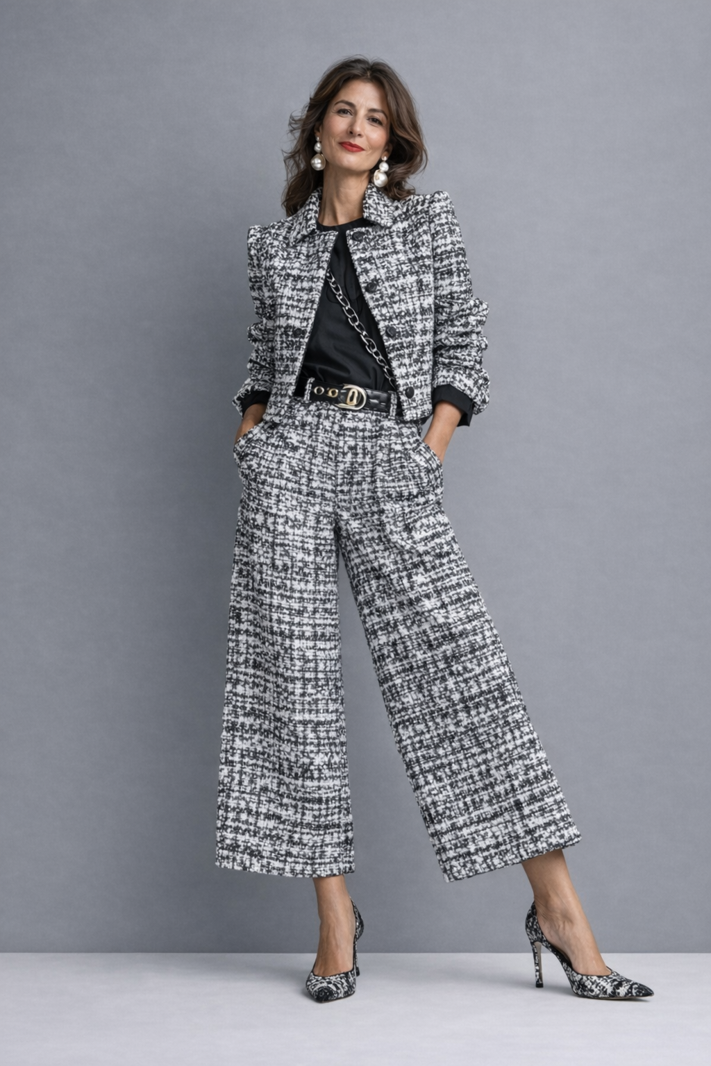 Kinga – Elegáns tweed készlet hűvös napokra