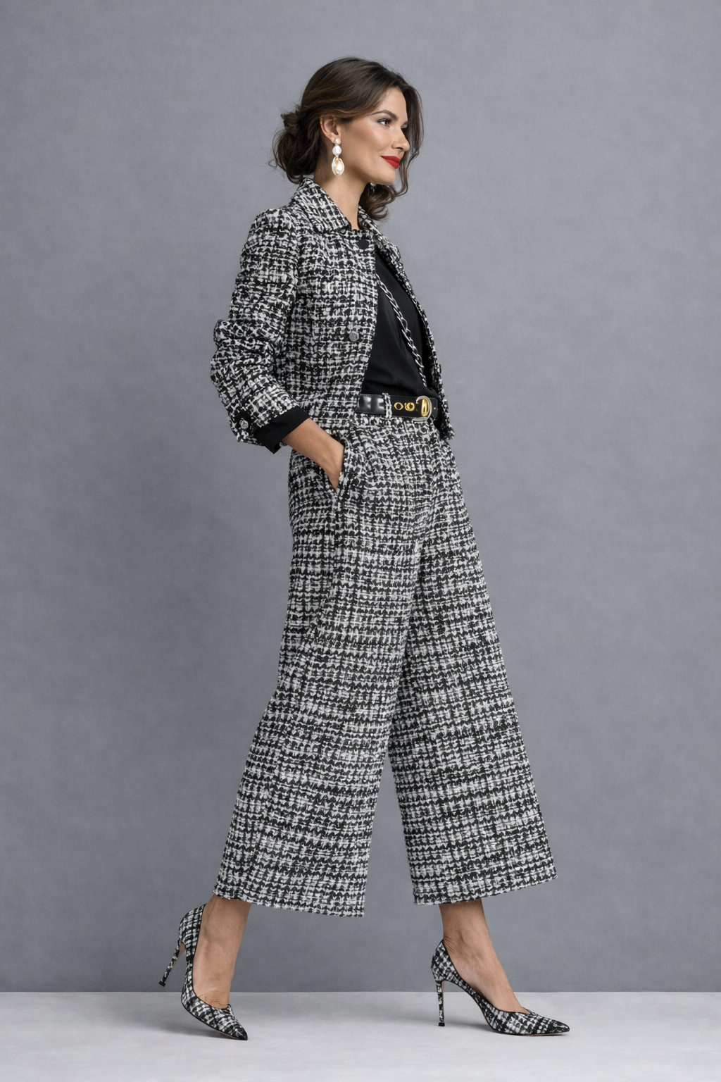 Kinga – Elegáns tweed készlet hűvös napokra