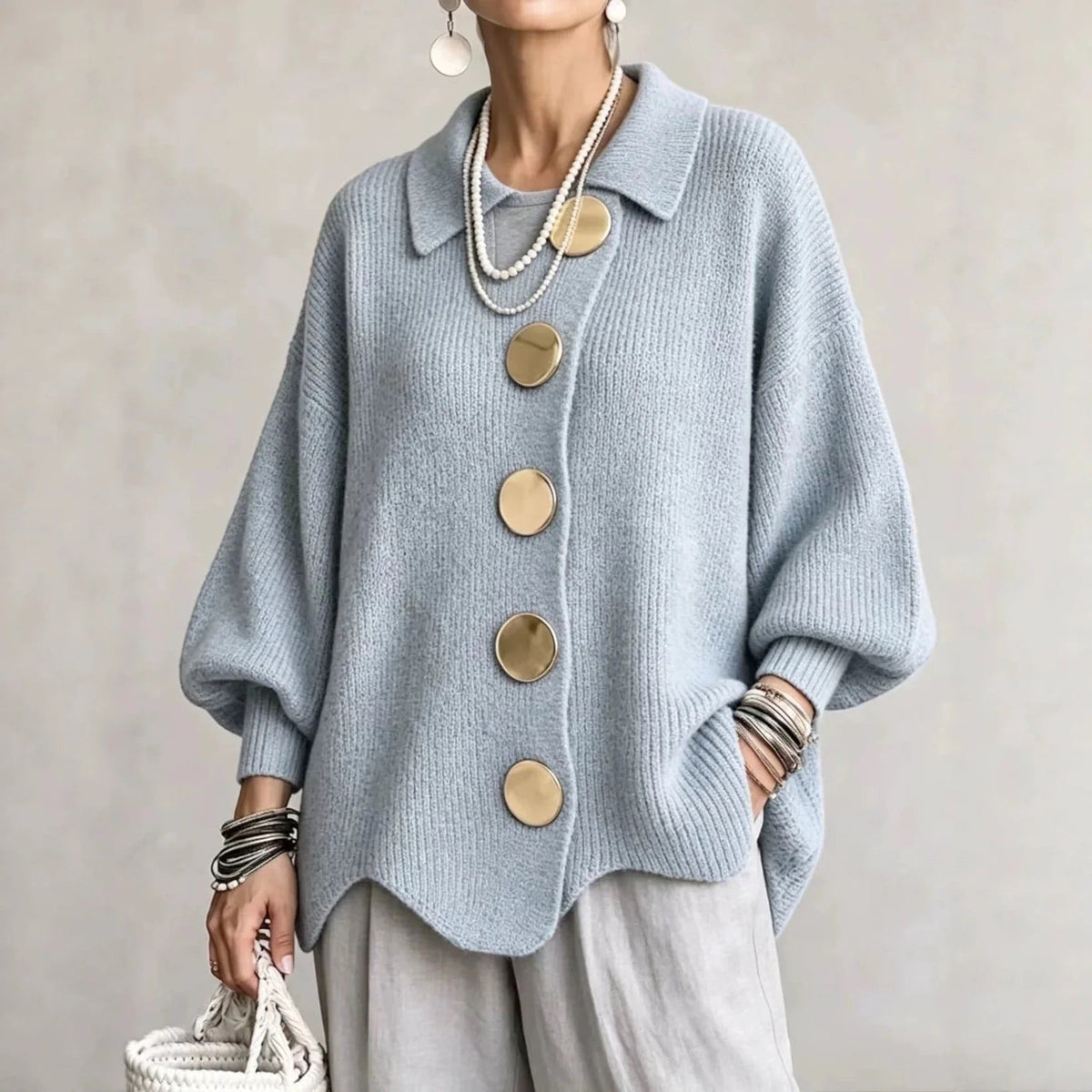 Kamilla – Oversized galléros gombos kardigán