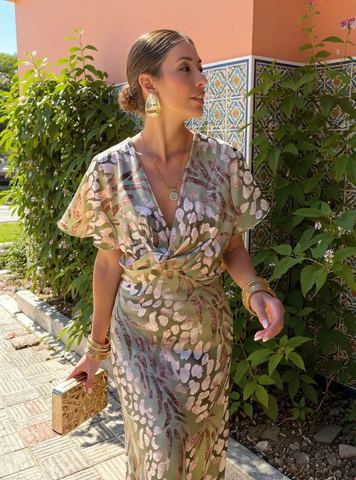 Lili – Elegáns midi ruha réz árnyalatokban