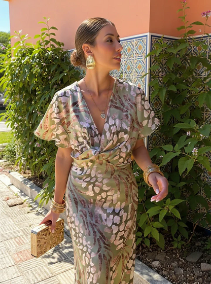 Lili – Elegáns midi ruha réz árnyalatokban