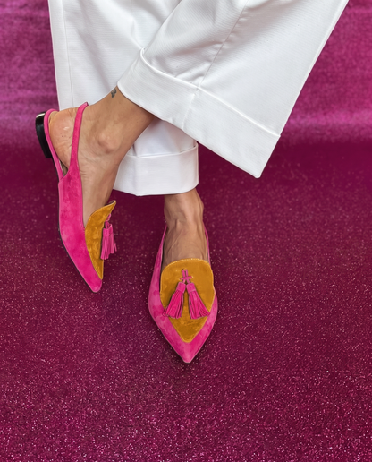 Kamilla – Fukszi és mustár slingback cipő