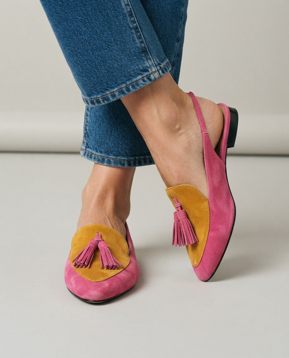 Kamilla – Fukszi és mustár slingback cipő