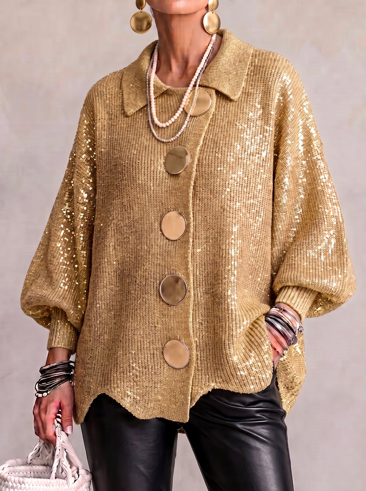 Kamilla – Oversized galléros gombos kardigán