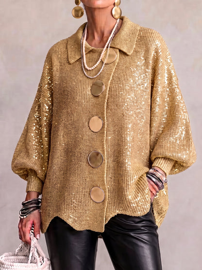 Kamilla – Oversized galléros gombos kardigán